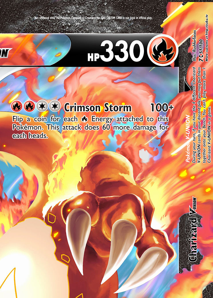 Charizard V-UNION (All 4 Parts or Together) Custom Pokemon Card - ZabaTV