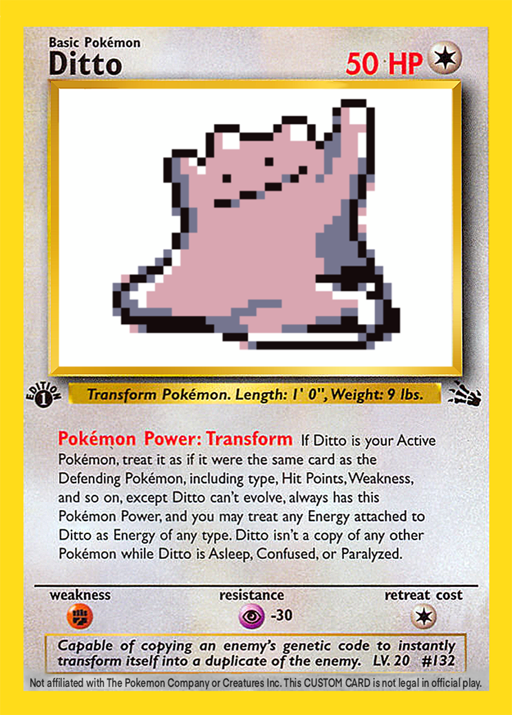 Ditto Game Sprite Custom Pokemon Card - ZabaTV