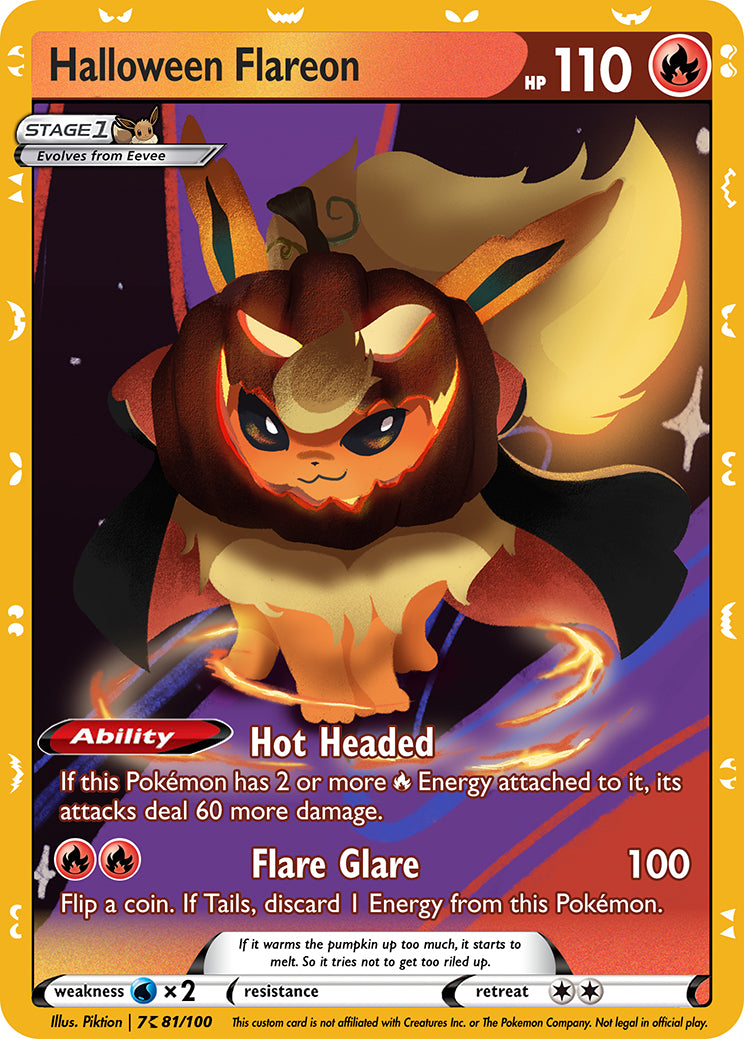 Halloween Flareon Custom Pokemon Card - ZabaTV