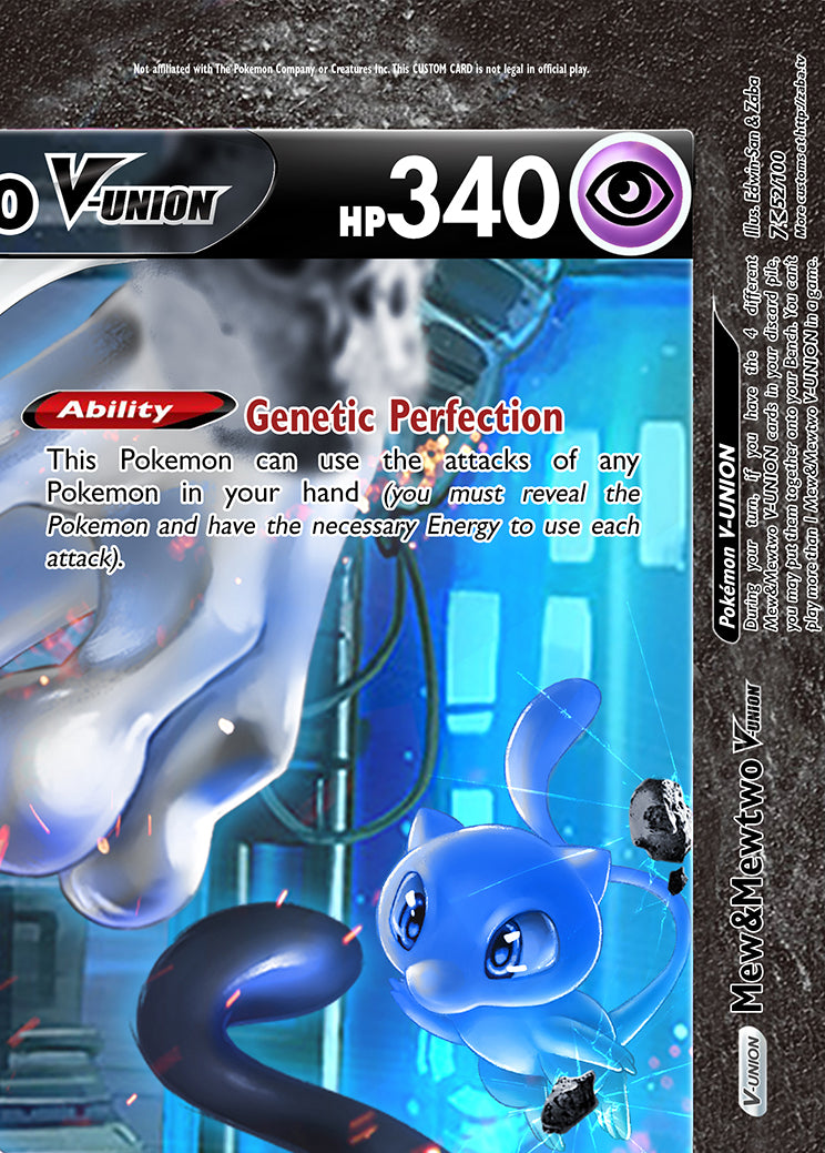 Mew & Mewtwo V-UNION (All 4 Parts or Together) Custom Pokemon Card - ZabaTV