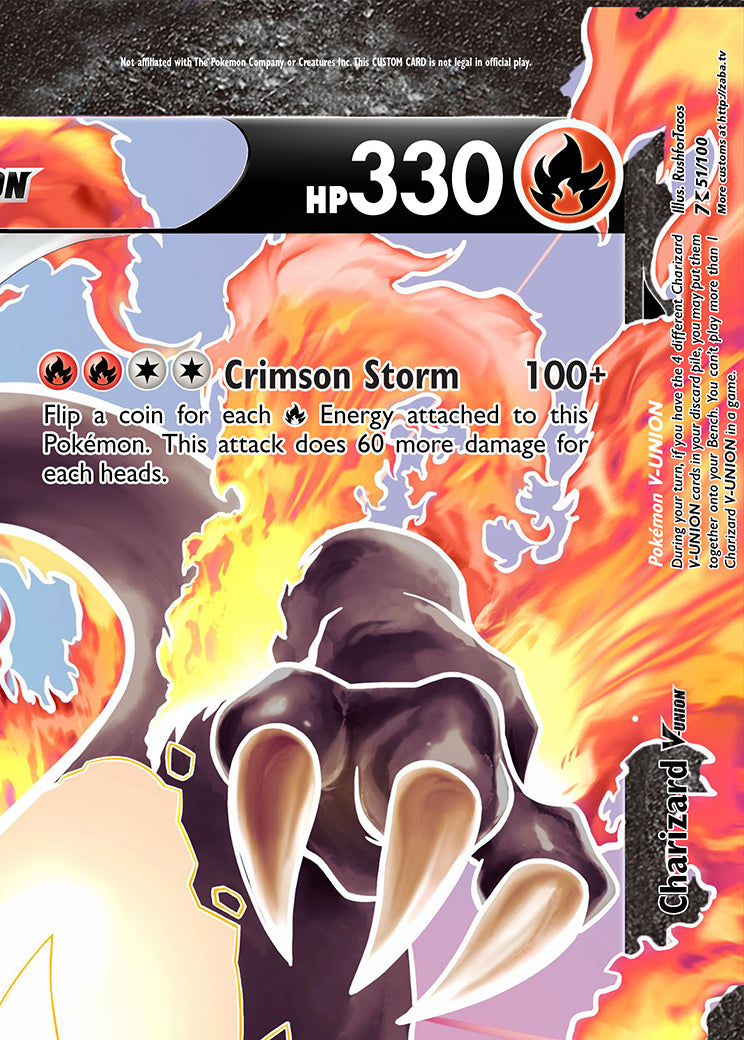Shining Charizard V-UNION (All 4 Parts or Together) Custom Pokemon Card - ZabaTV