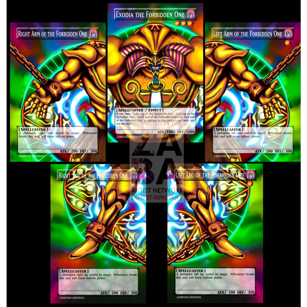 ALL 5 Exodia the Forbidden One Cards Full Art ORICA - Custom Yu-Gi-Oh! Card - ZabaTV