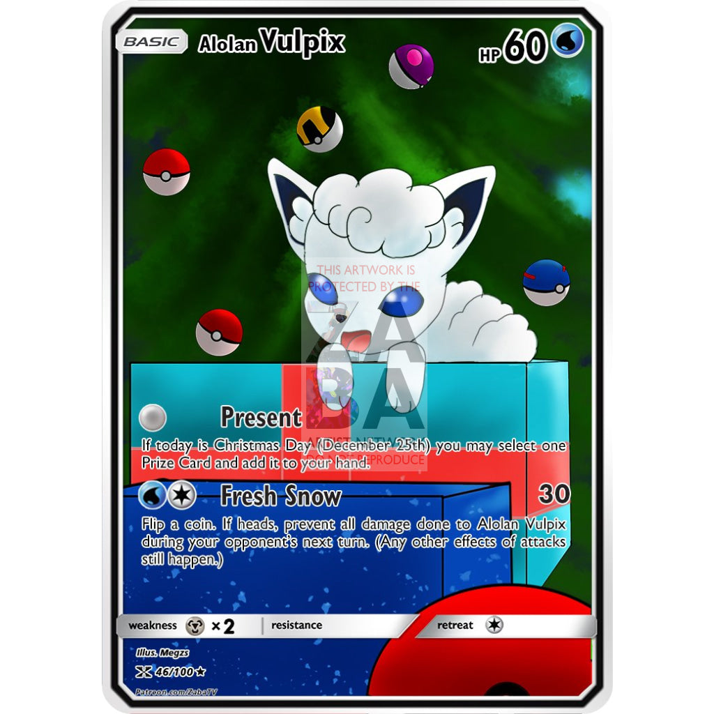 Alolan Vulpix Custom Pokemon Card - ZabaTV