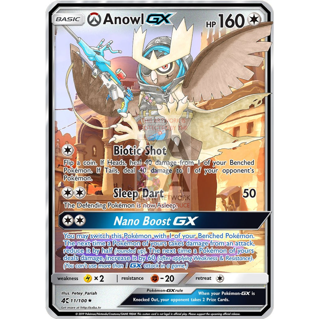Anowl GX (Noctowl + Ana) Custom Overwatch + Pokemon Card - ZabaTV