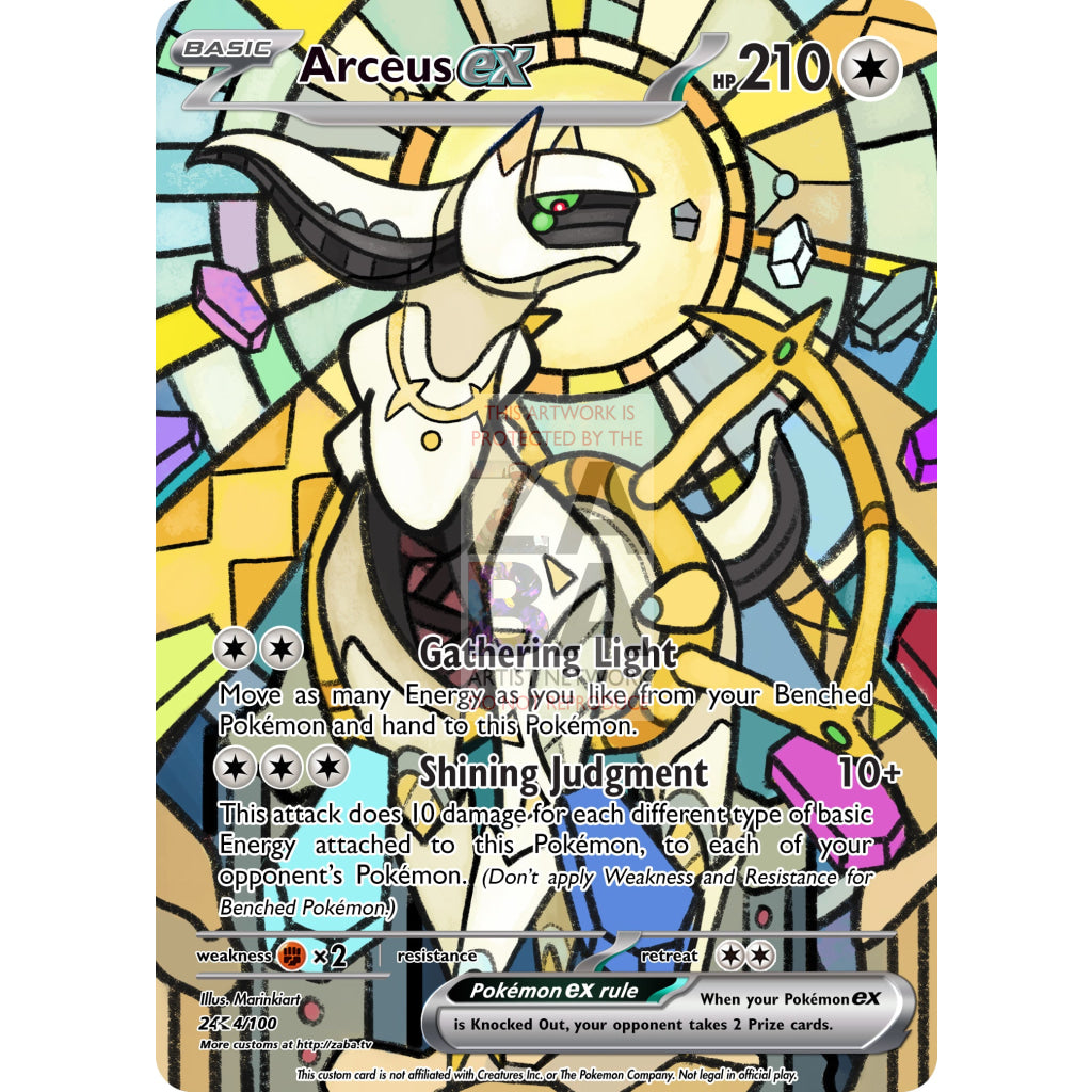 Arceus ex Stained Glass Custom Pokemon Card - ZabaTV