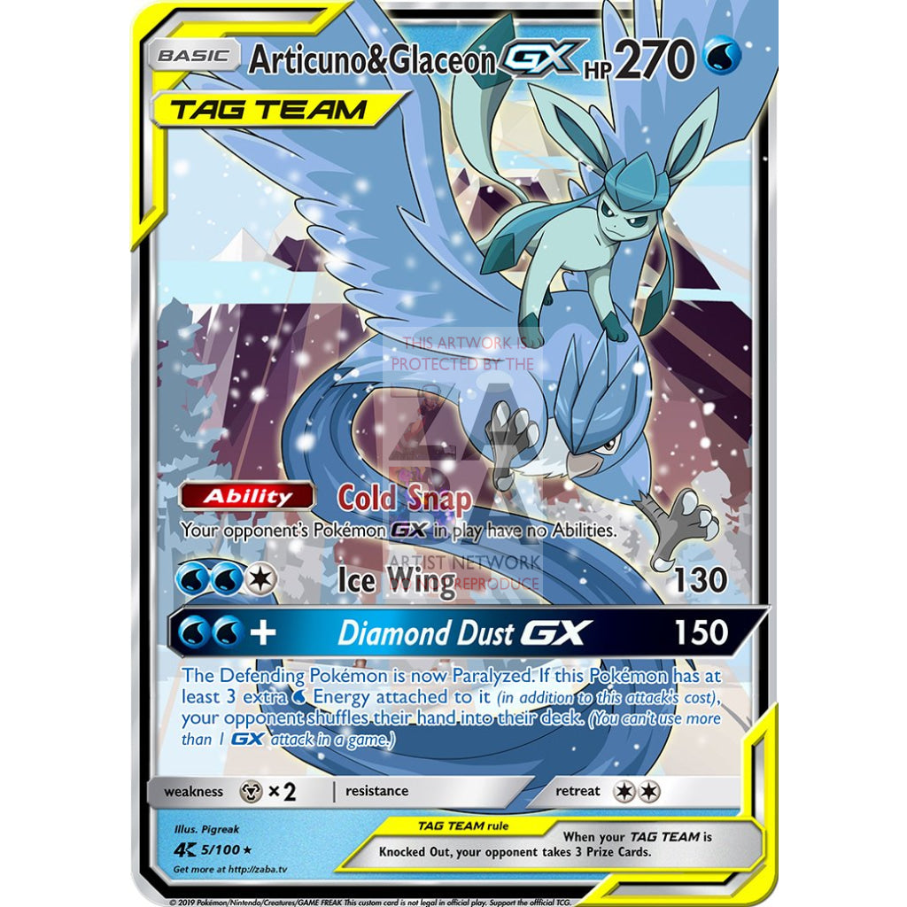 Articuno & Glaceon GX Custom Pokemon Card - ZabaTV