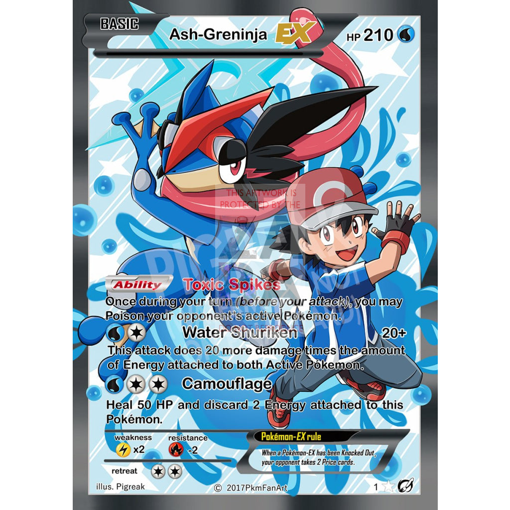 Ash-Greninja EX PIGREAK Custom Pokemon Card - ZabaTV