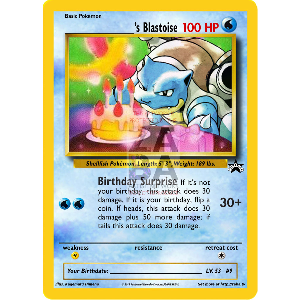 Birthday Blastoise Custom Pokemon Card - ZabaTV