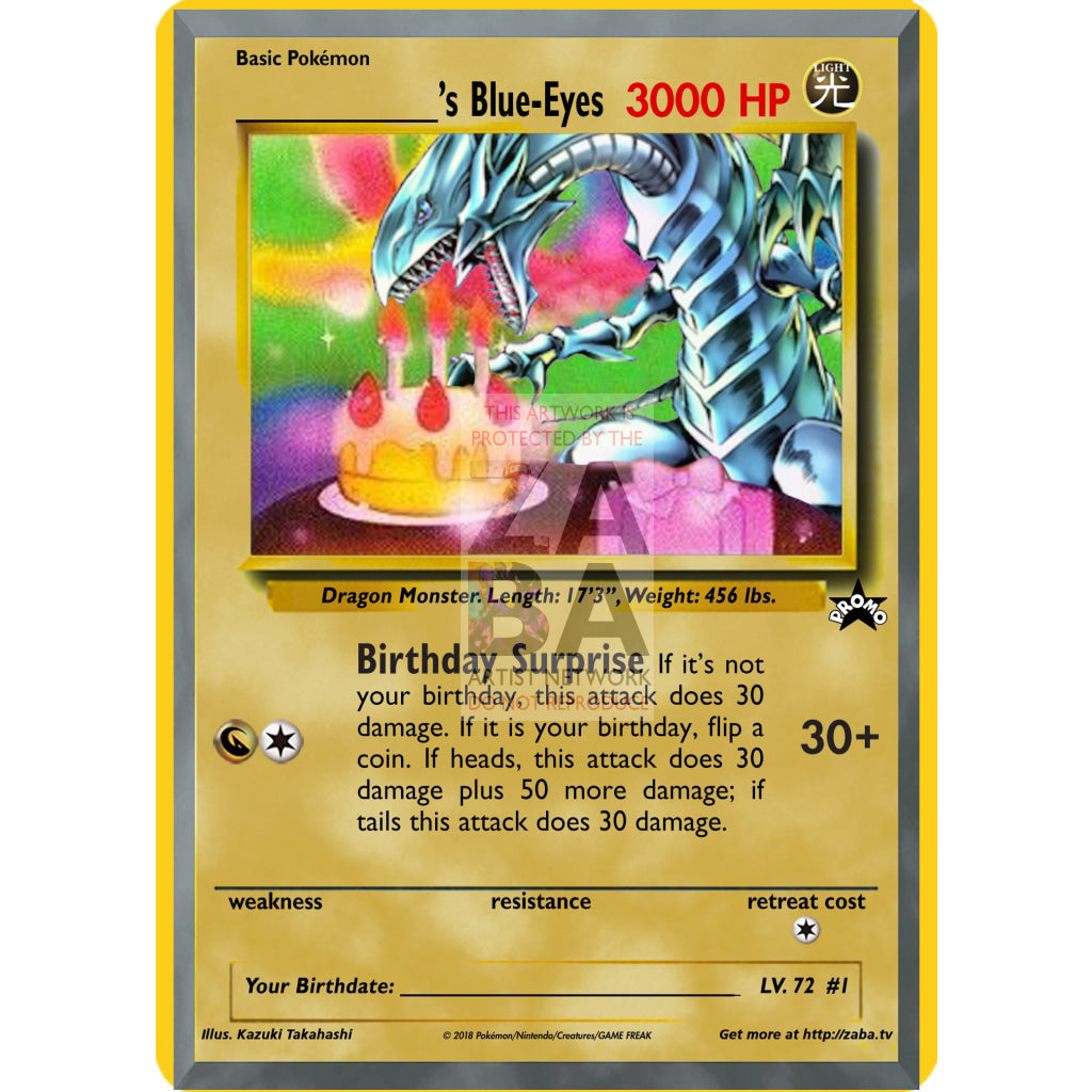 Birthday Blue Eyes Custom Pokemon/YuGiOh Card - ZabaTV