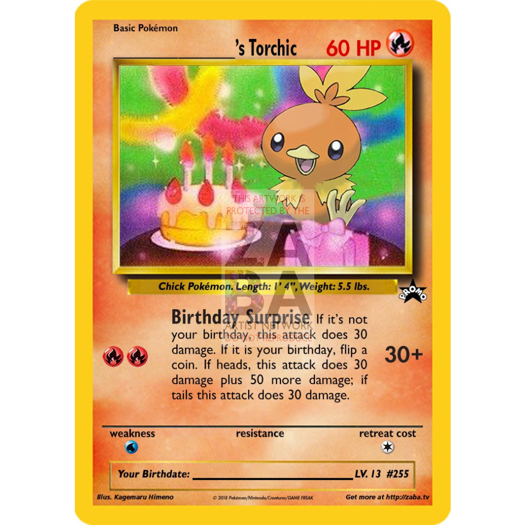 Birthday Torchic Custom Pokemon Card - ZabaTV