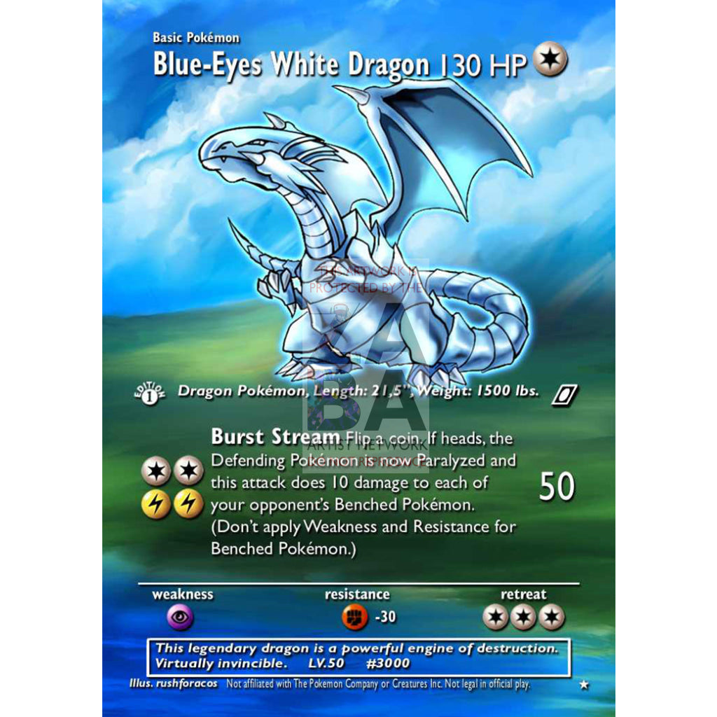 Blue-Eyes White Dragon as a Pokemon Card v2 Custom Card - ZabaTV
