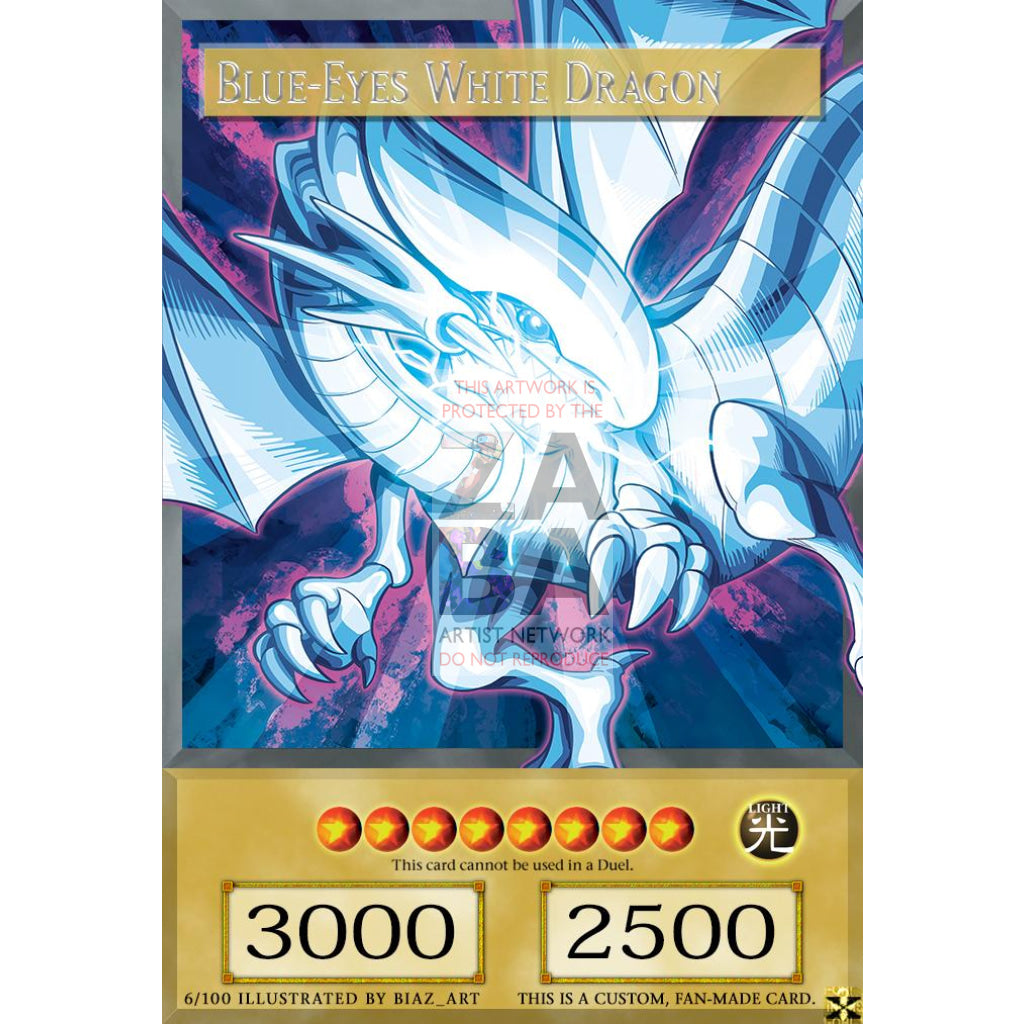 Blue-Eyes White Dragon Full Art Orica - Custom Yu-Gi-Oh! Card No Effect Box Silver Foil