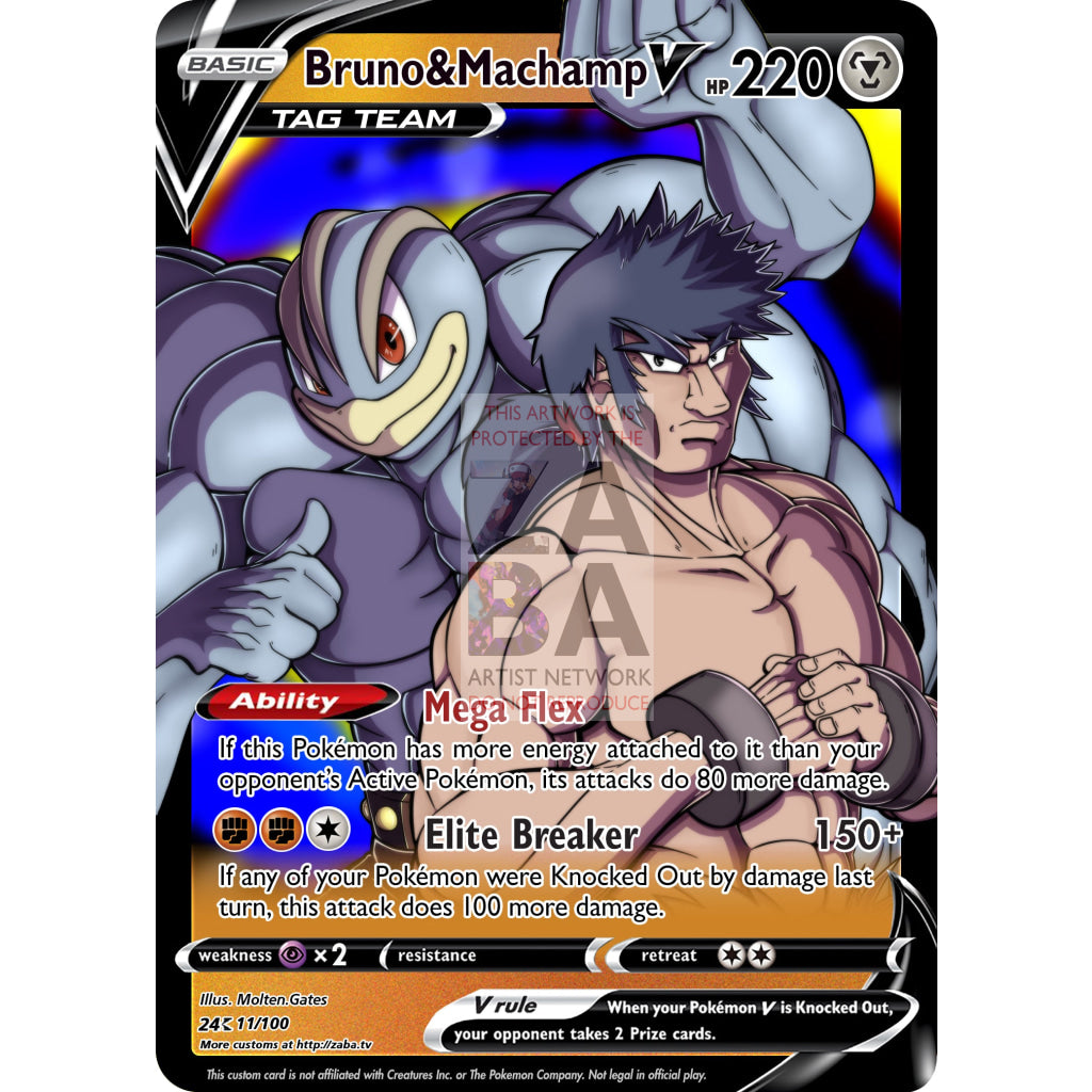 Bruno & Machamp V Custom Pokemon Card - ZabaTV