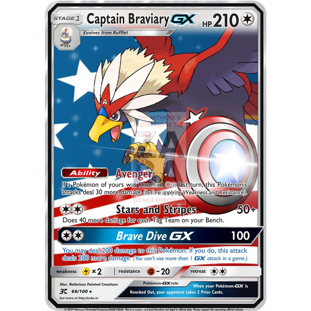 Captain Braviary GX Extended Art Custom Pokemon Card - ZabaTV