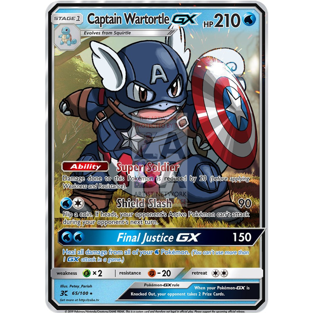 Captain Wartortle GX Custom Pokemon Card - ZabaTV