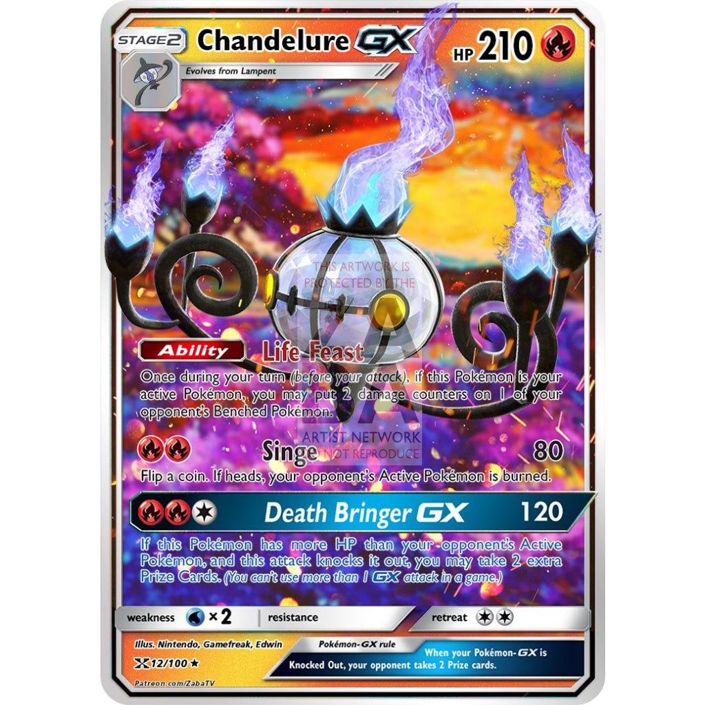 Chandelure Gx Custom Pokemon Card