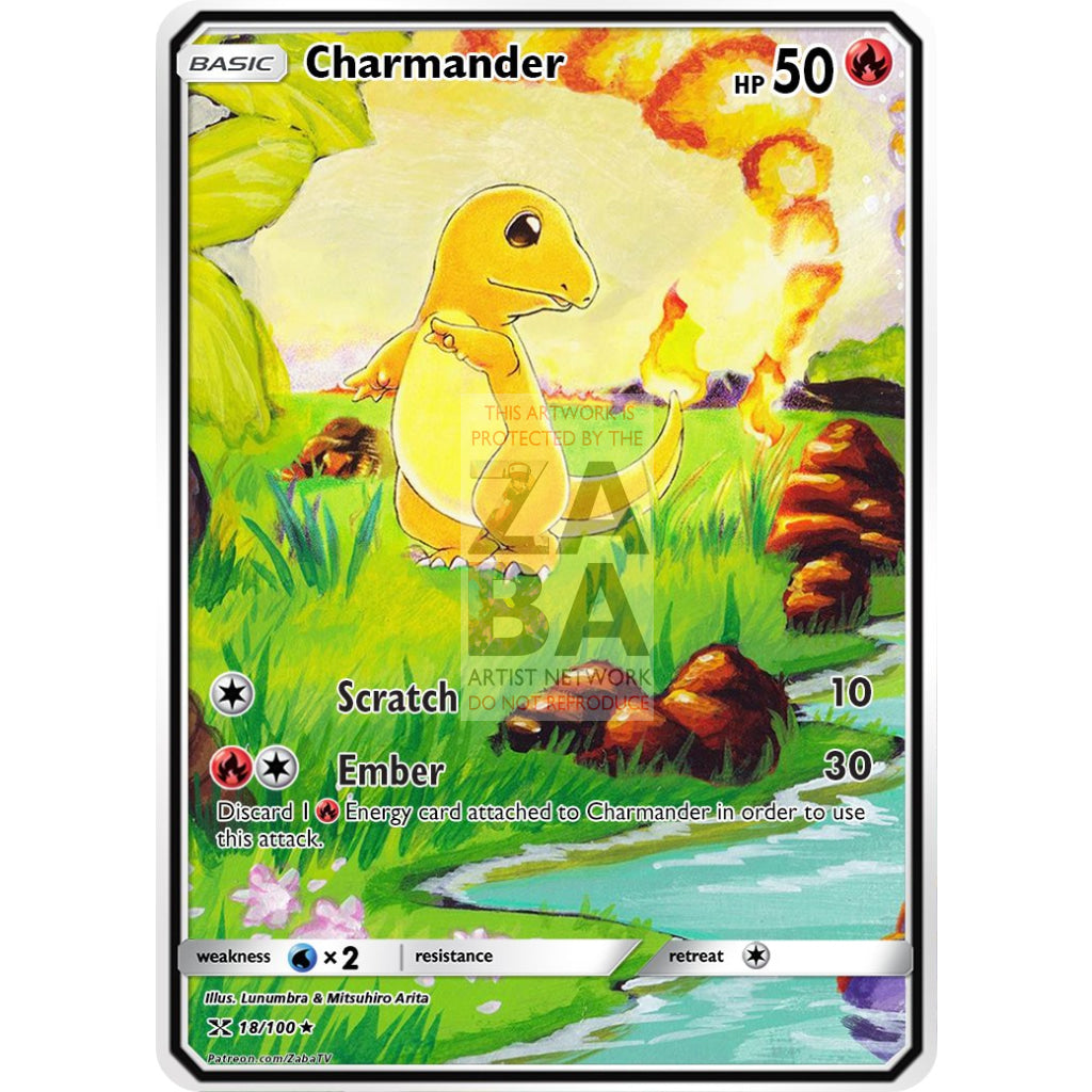 Charmander Base Set 46/102 Extended Art Custom Pokemon Card - ZabaTV