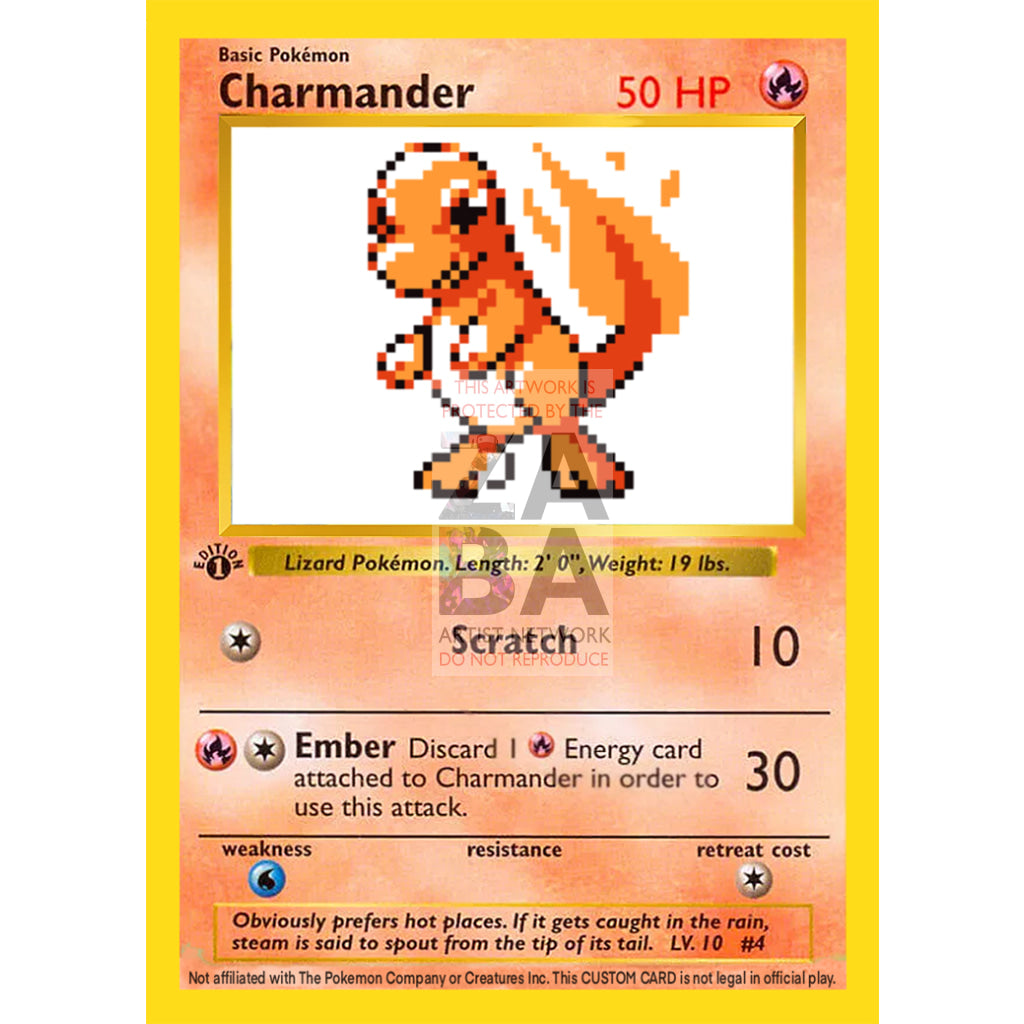 Charmander Game Sprite Custom Pokemon Card - ZabaTV