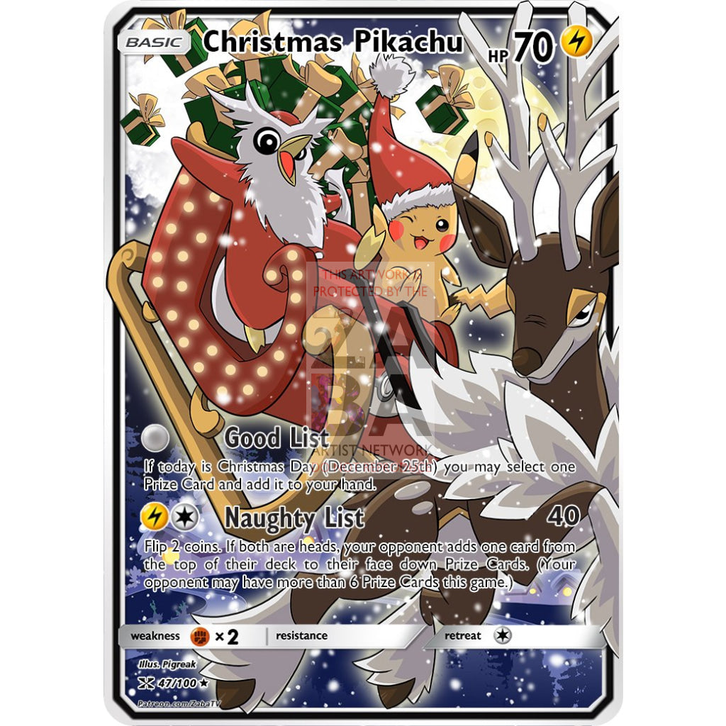 Christmas Pikachu Custom Pokemon Card - ZabaTV