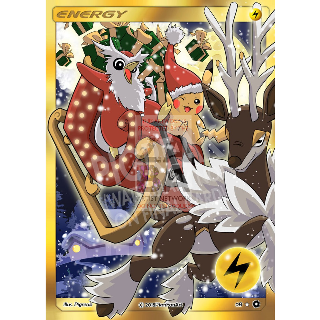 Christmas Pikachu Electric Energy PIGREAK Custom Pokemon Card - ZabaTV