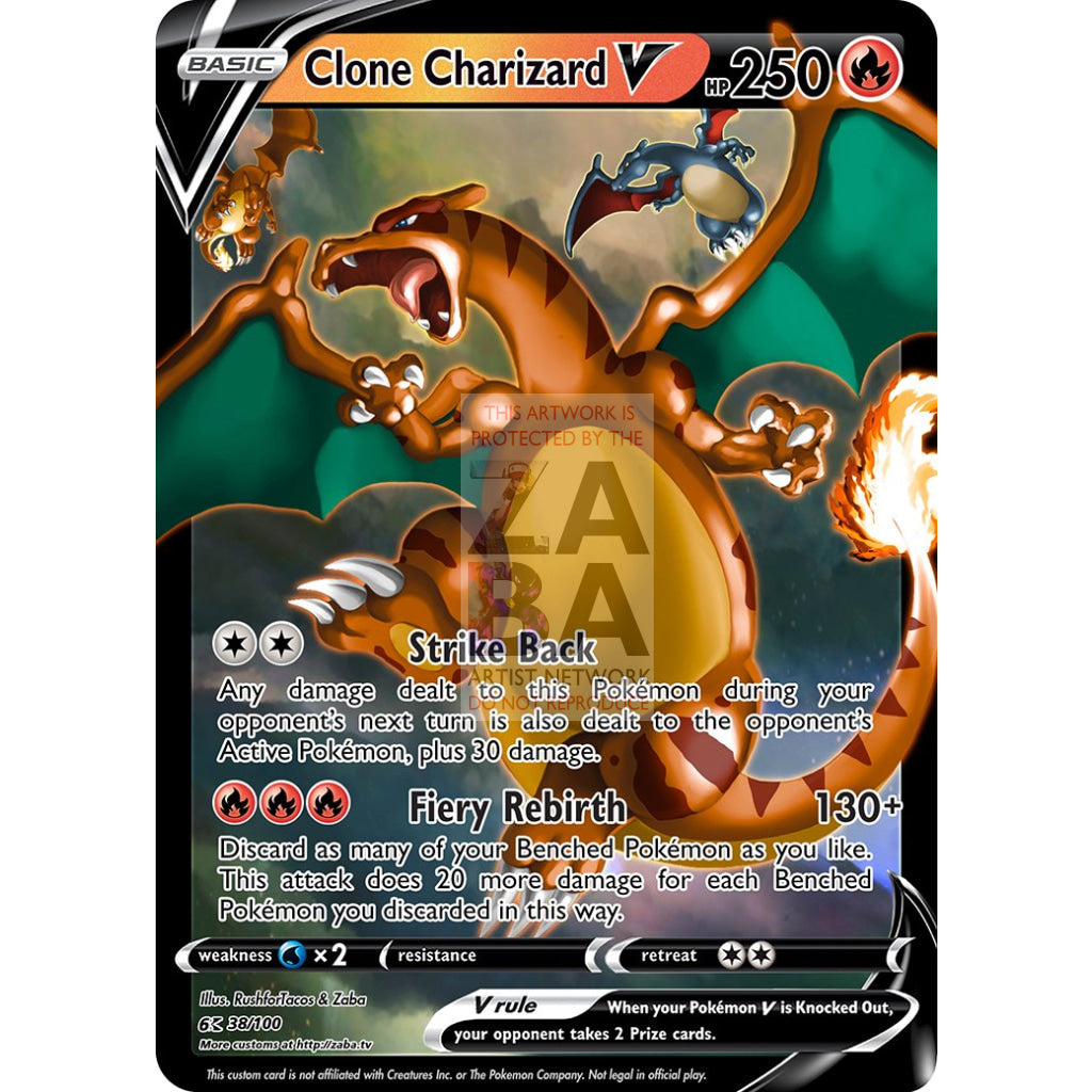 Clone Charizard V Custom Pokemon Card - ZabaTV
