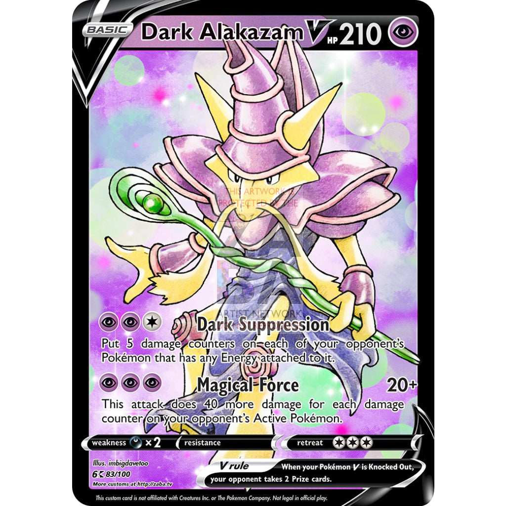 Dark Alakazam V Custom Pokemon Card Silver Foil