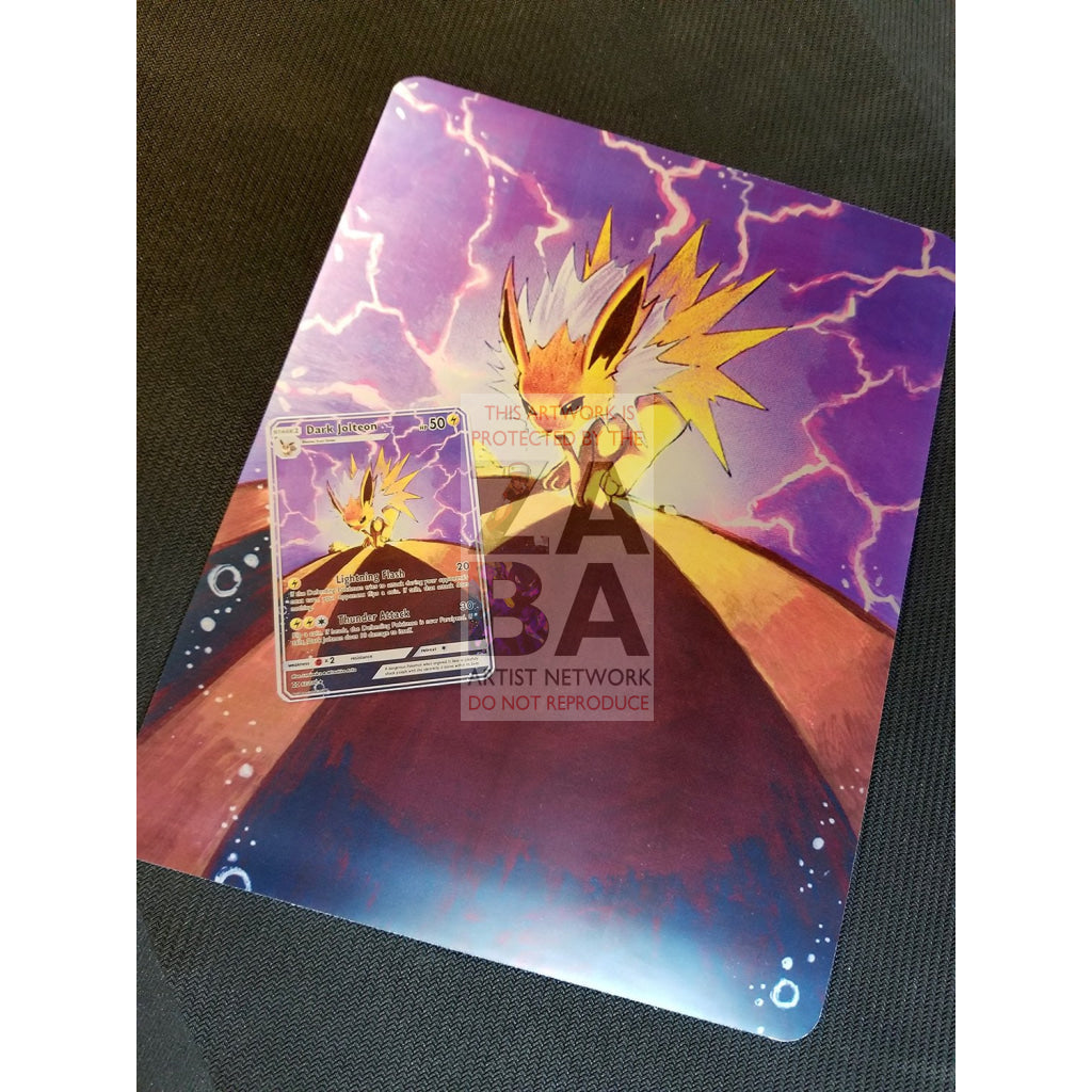 Dark Jolteon Team Rocket 38/82 8"x10.5" Holographic Poster + Card Gift Set - ZabaTV