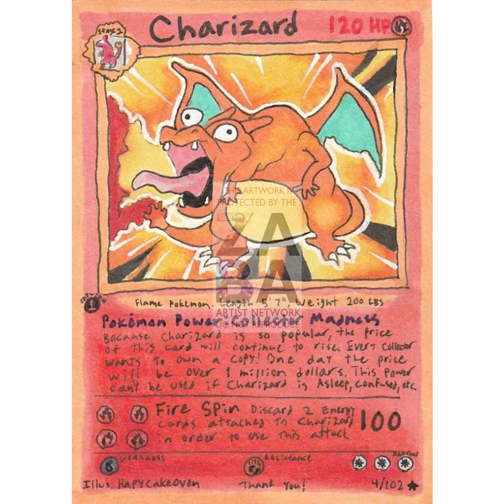 Derpy Charizard 4/102 Base Set Custom Pokemon Card - ZabaTV