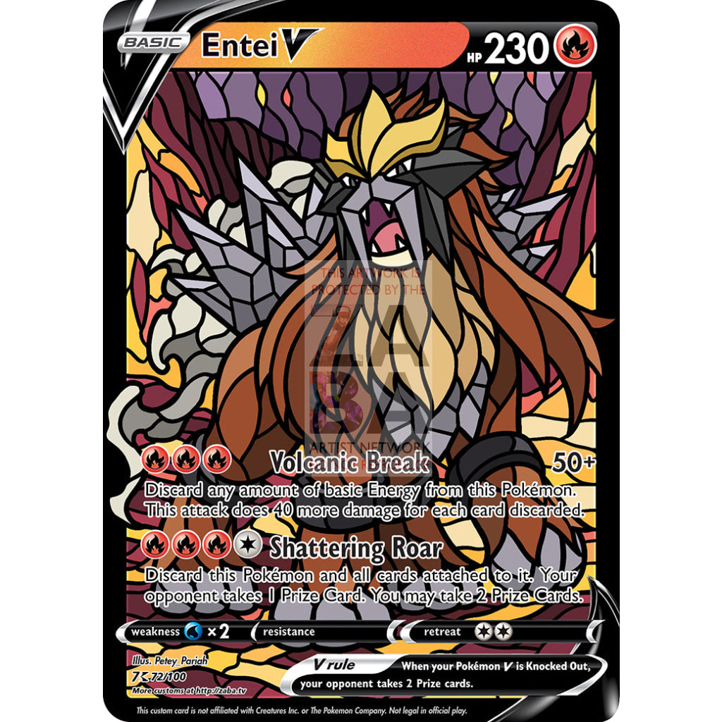 Entei V Stained-Glass Custom Pokemon Card - ZabaTV