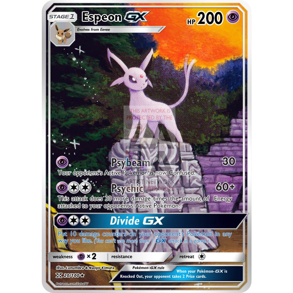Espeon GX Extended Art Custom Pokemon Card - ZabaTV