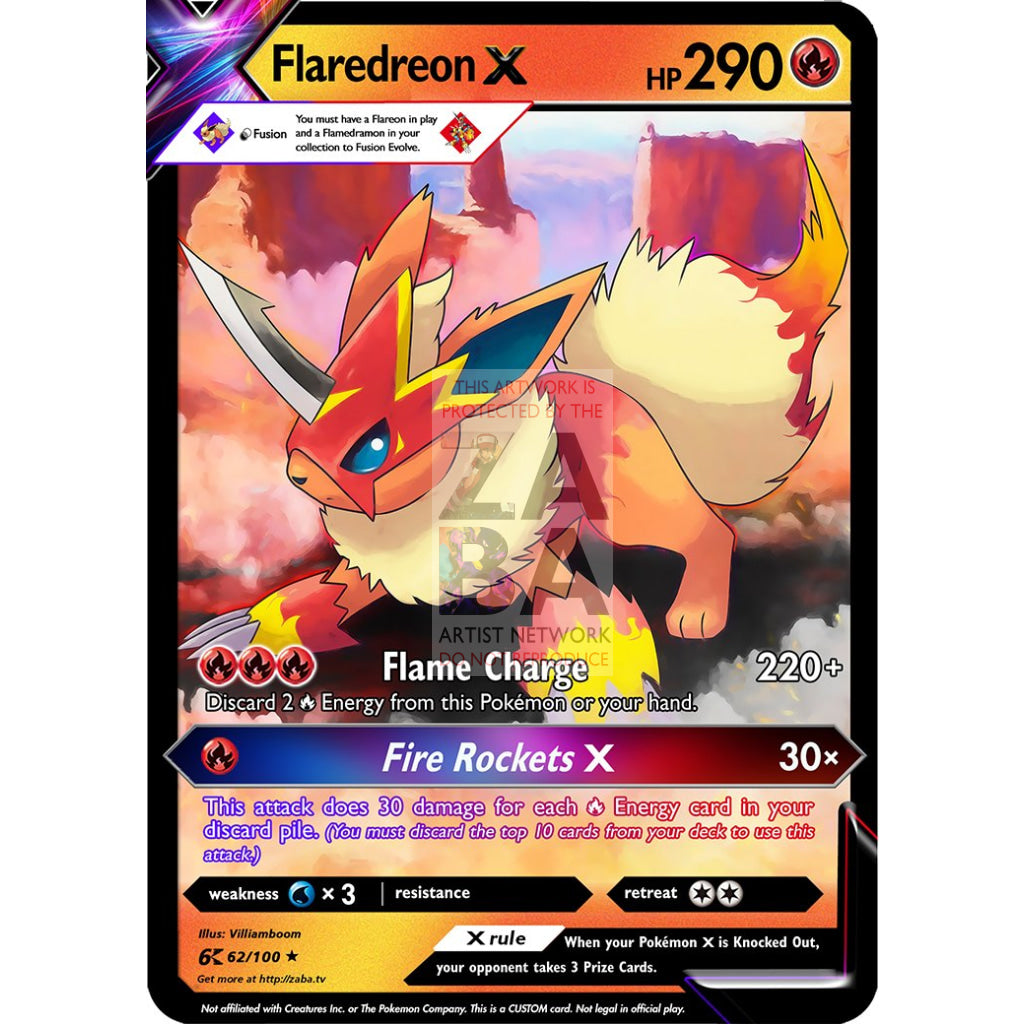 Flaredreon (Flamedramon x Flareon) Custom Pokemon Card - ZabaTV