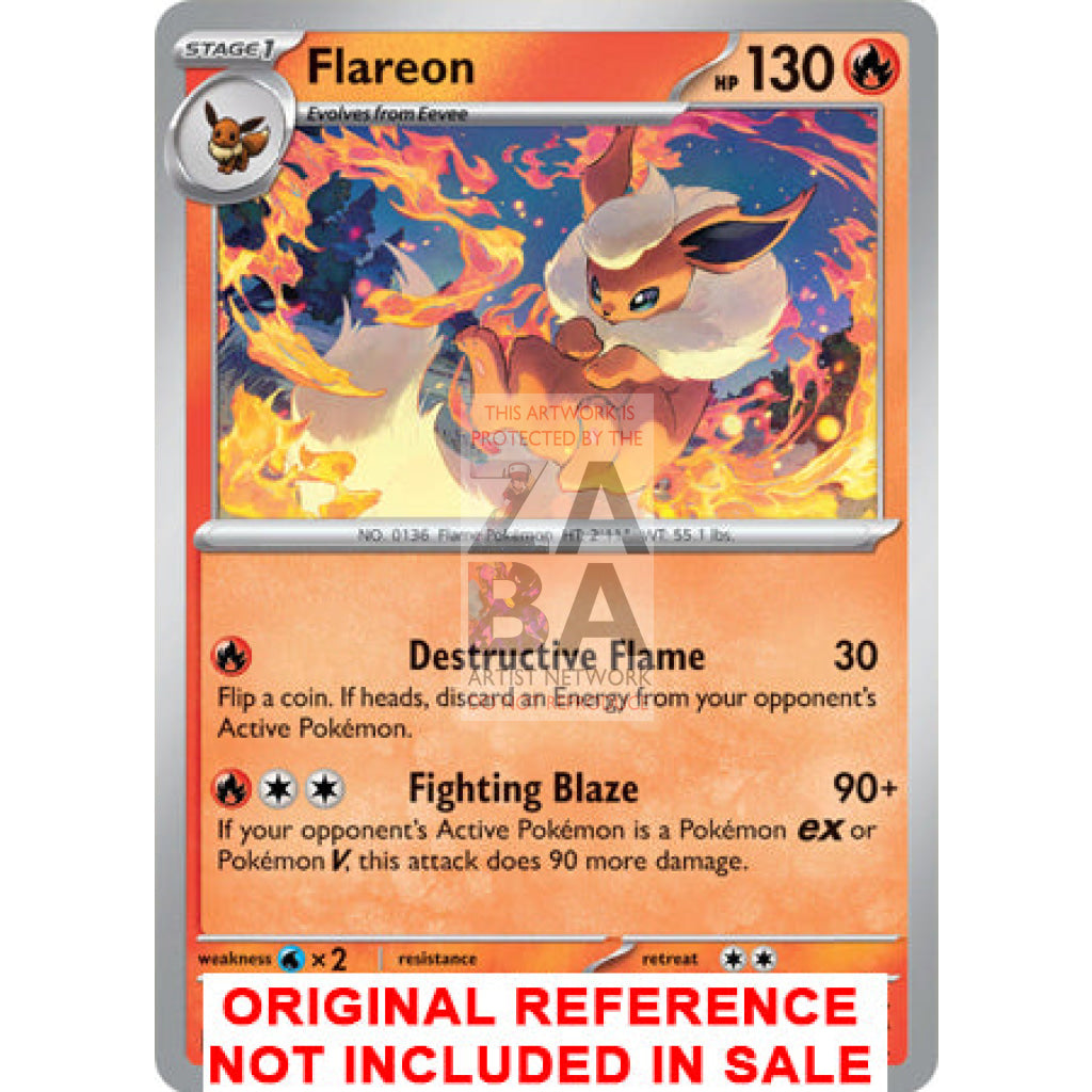 Flareon 136/165 151 Extended Art Custom Pokemon Card - ZabaTV