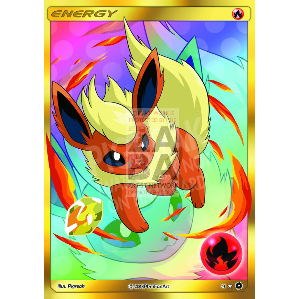 Flareon Fire Energy PIGREAK Custom Pokemon Card - ZabaTV