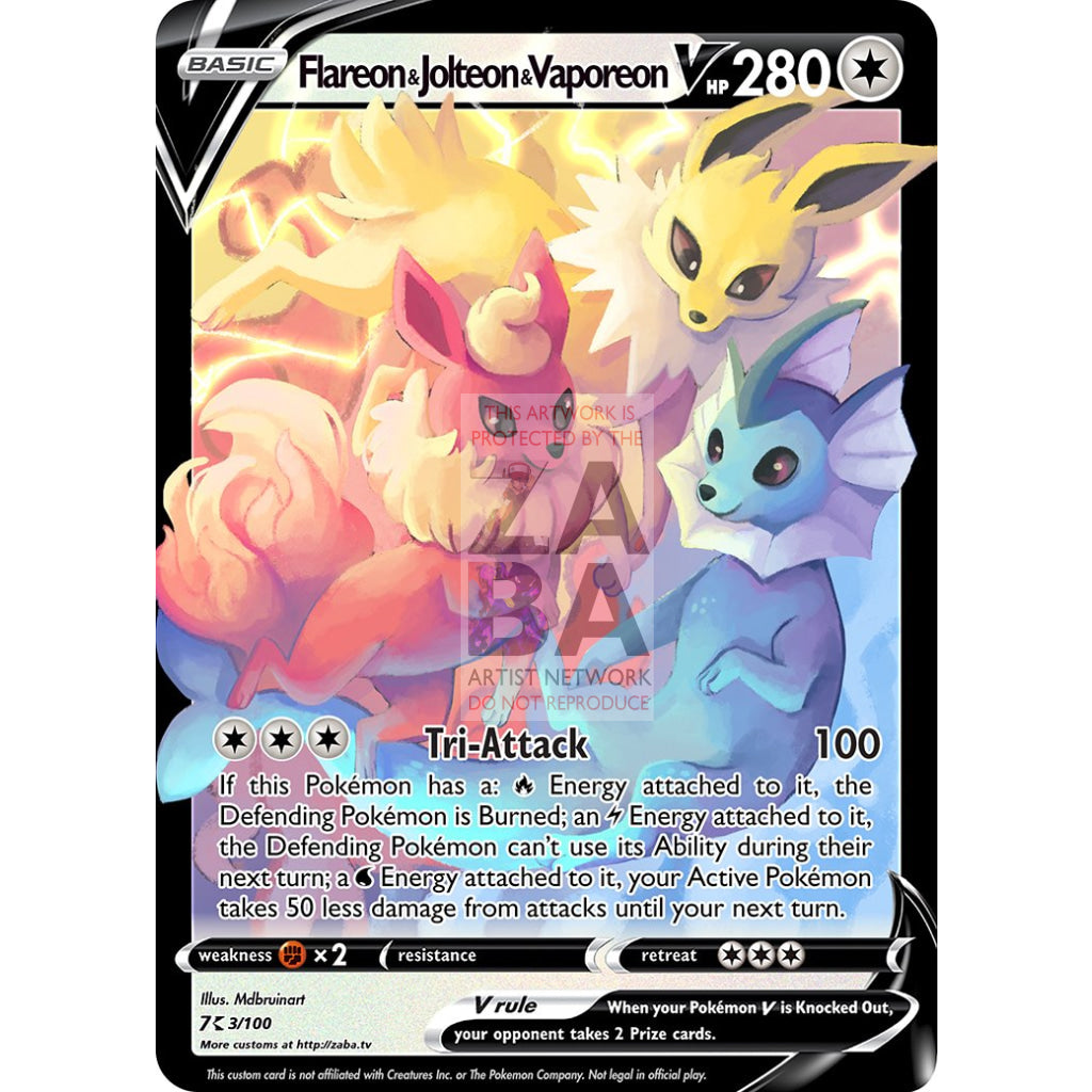 Flareon, Jolteon & Vaporeon V Custom Pokemon Card - ZabaTV