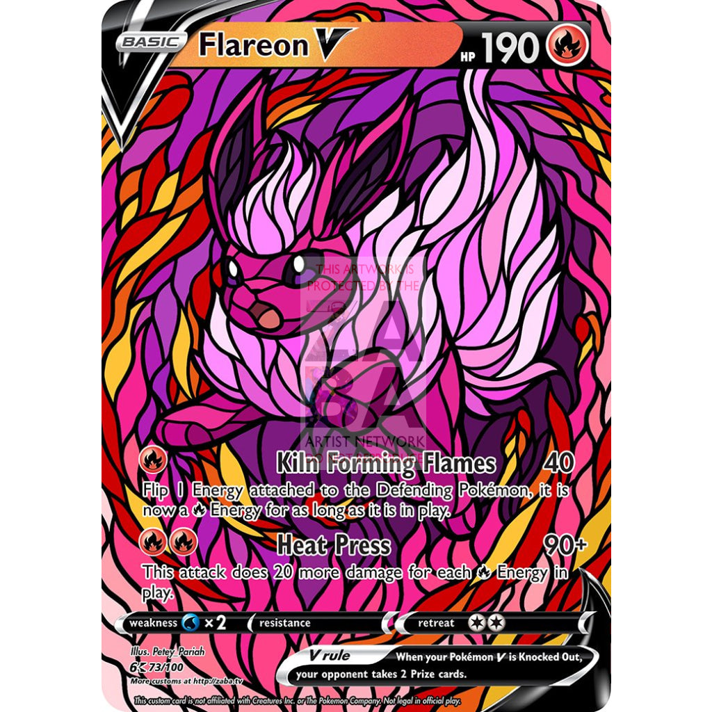 Flareon V Stained-Glass Custom Pokemon Card - ZabaTV