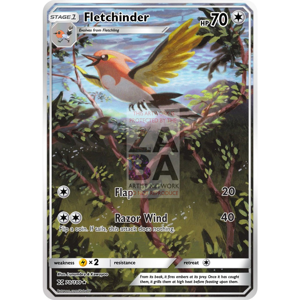 Fletchinder Guardians Rising 110/145 Extended Art Custom Pokemon Card Non-Holographic