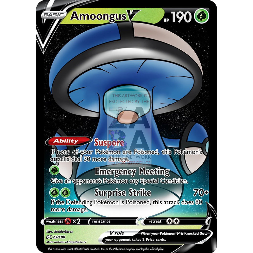 Amoongus V Custom Pokemon Card Blue / Silver Foil