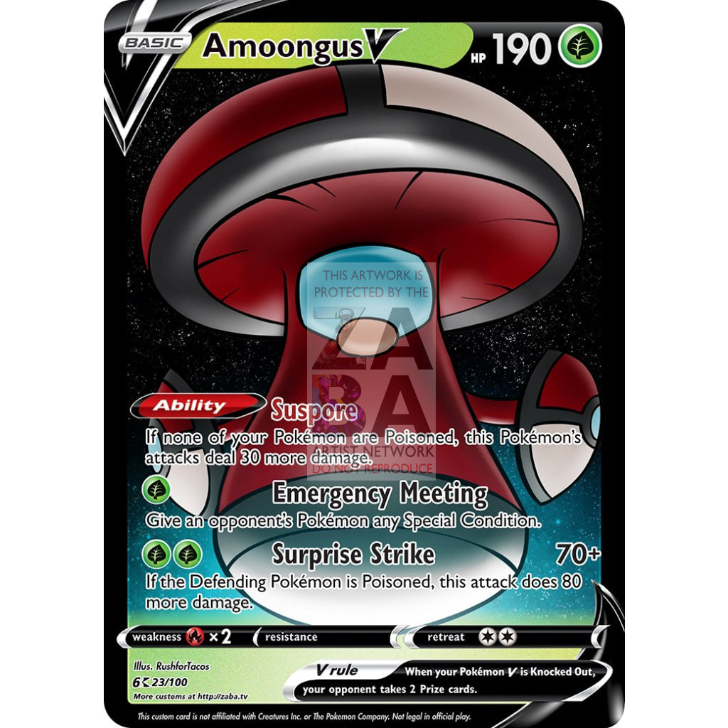 Amoongus V Custom Pokemon Card Red / Silver Foil