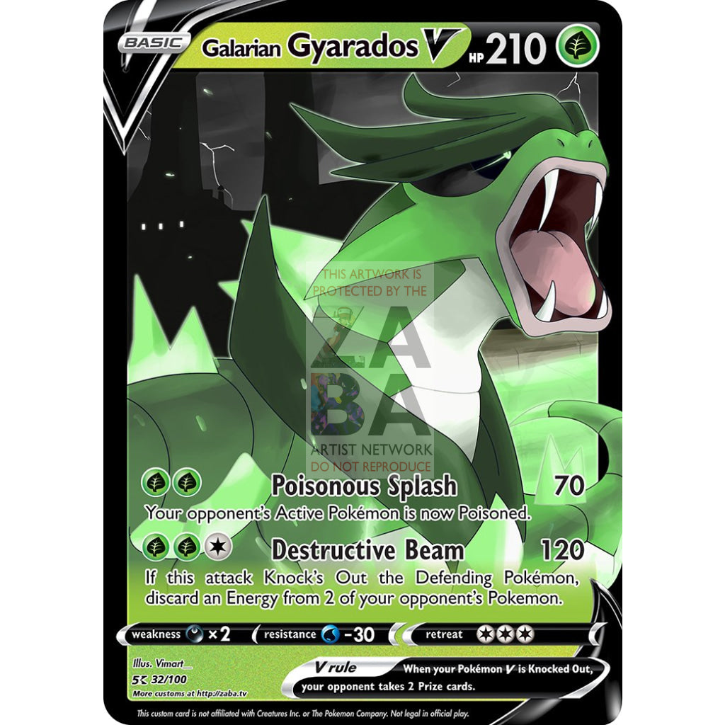 Galarian Gyarados V Custom Pokemon Card - ZabaTV