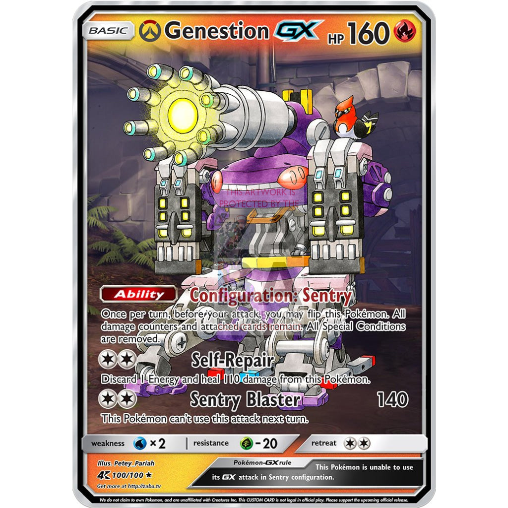 Genestion GX (Genesect + Bastion) Double-Sided Custom Overwatch + Pokemon Card - ZabaTV