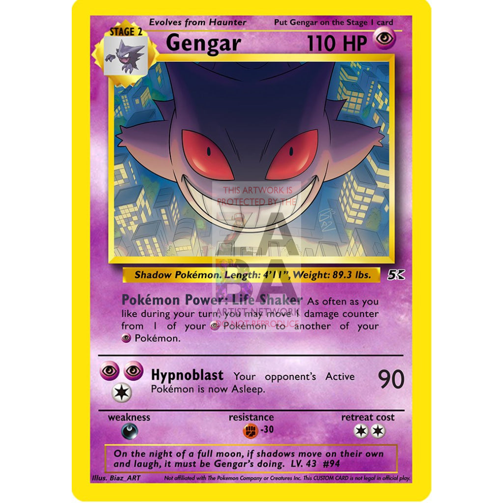 Gengar 85/202 Sword & Shield (Re-imagined in Base Set) Custom Pokemon Card - ZabaTV