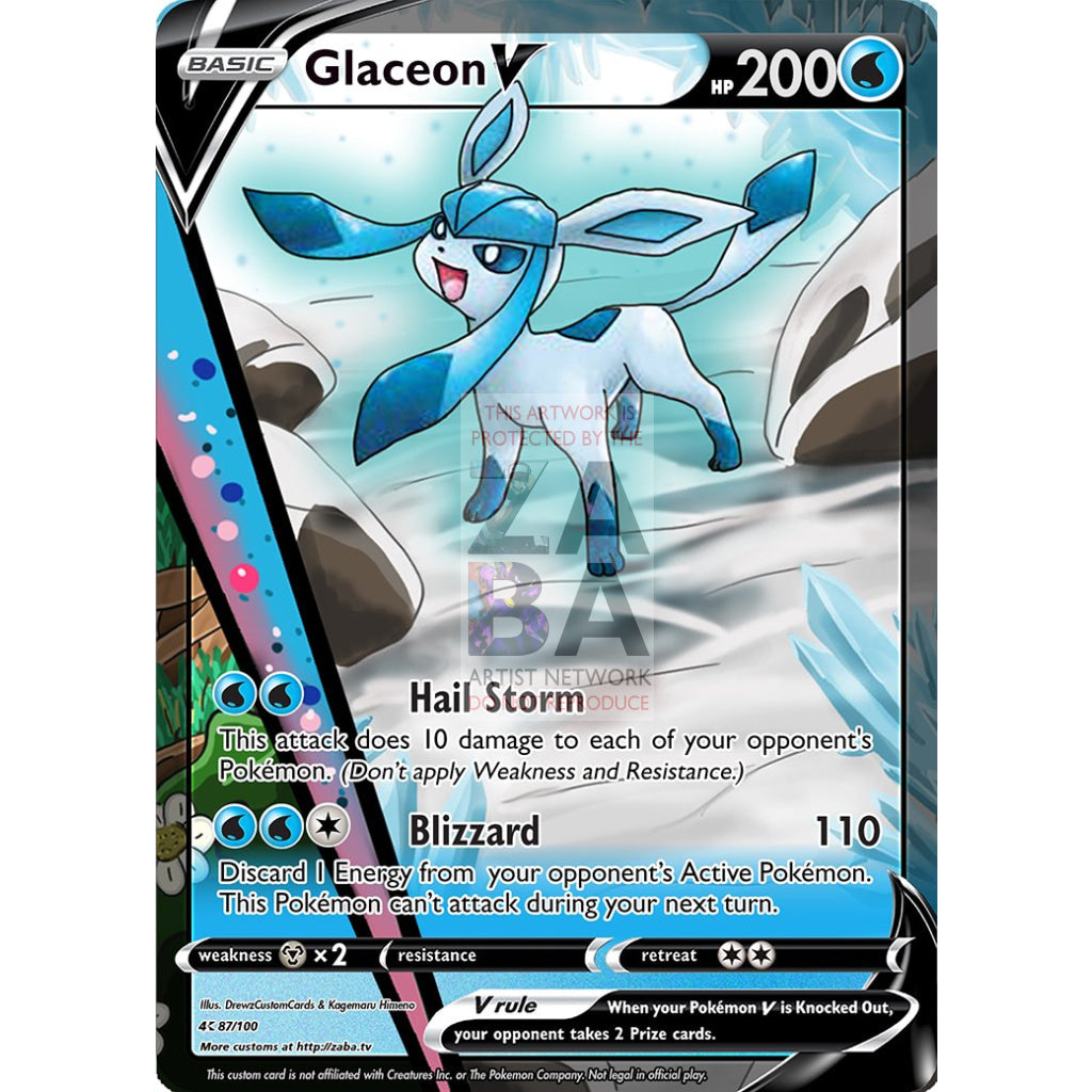 Glaceon V Custom Pokemon Card - ZabaTV