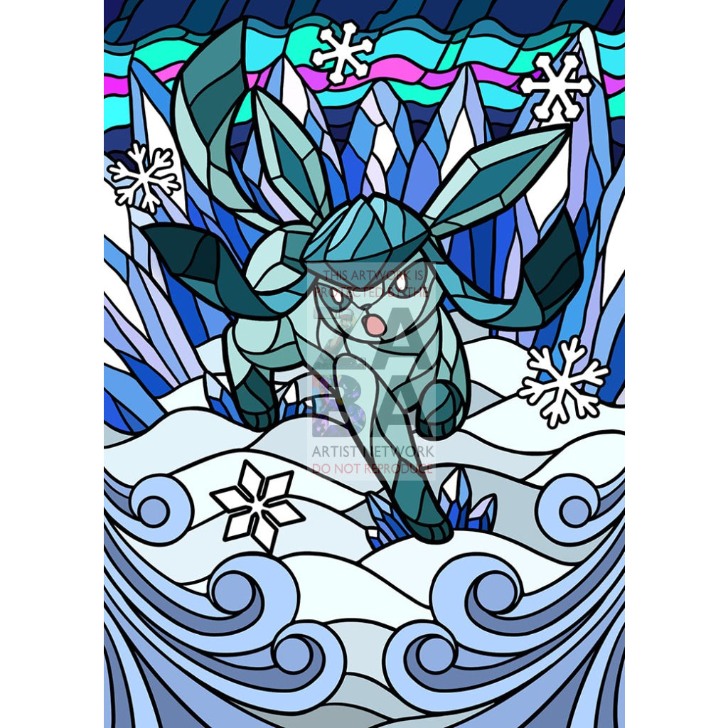 Glaceon V Stained-Glass Custom Pokemon Card - ZabaTV