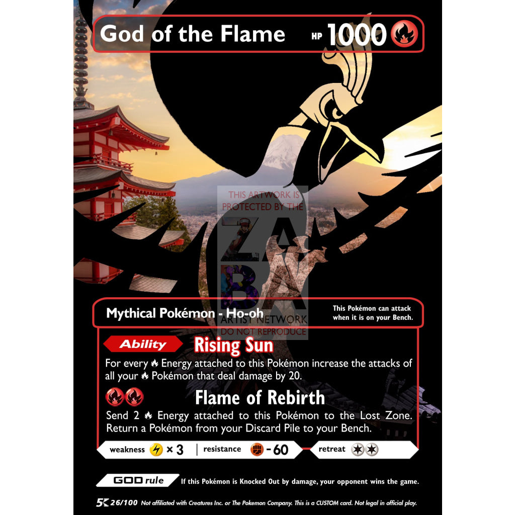 God of the Flame - Ho-oh (Luxury Selective Holographic Custom Pokemon Card) - ZabaTV