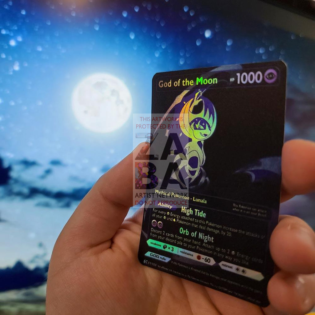 God of the Moon - Lunala (Luxury Selective Holographic Custom Pokemon Card) - ZabaTV
