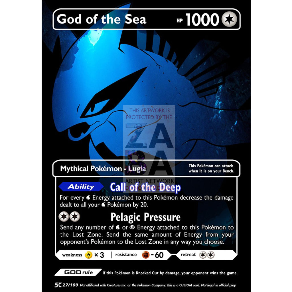 God of the Sea - Lugia (Luxury Selective Holographic Custom Pokemon Card) - ZabaTV