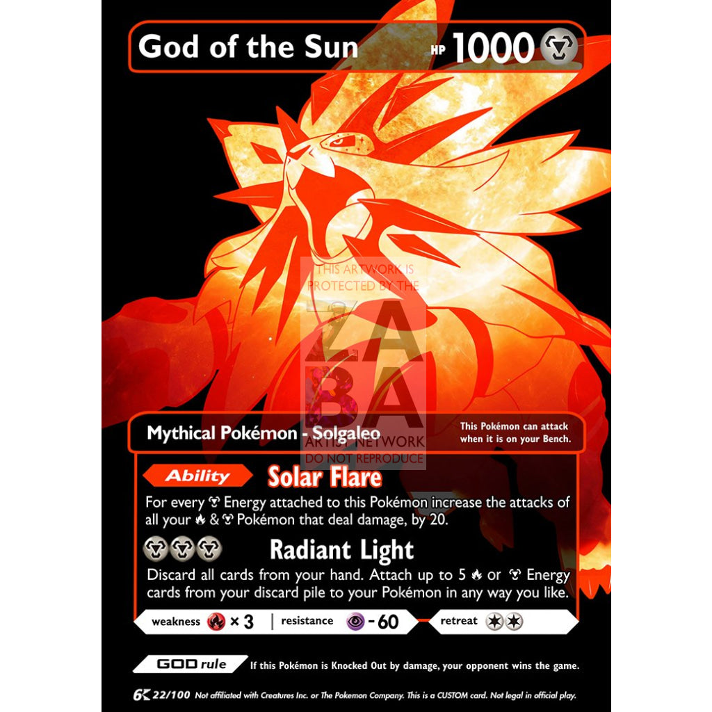 God of the Sun - Solgaleo (Luxury Selective Holographic Custom Pokemon Card) - ZabaTV