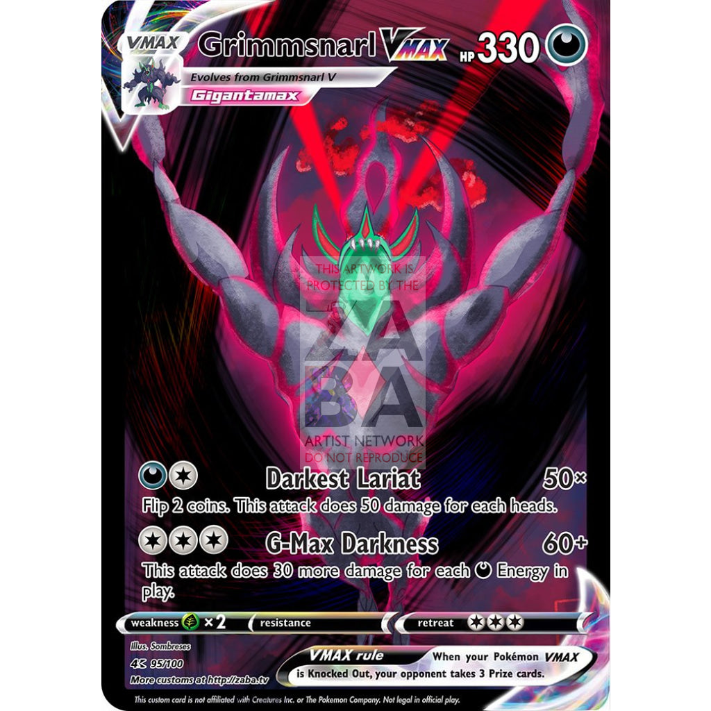 Grimmsnarl Vmax Custom Pokemon Card Silver Foil