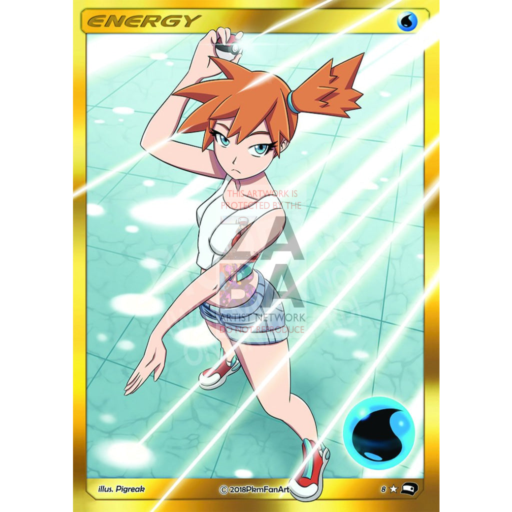 Gym Leader Misty Water Energy PIGREAK Custom Pokemon Card - ZabaTV