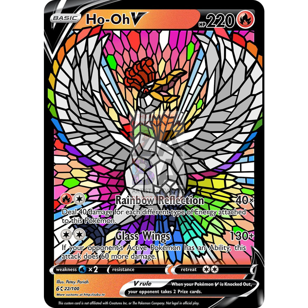 Ho-Oh V (Stained-Glass) Custom Pokemon Card - ZabaTV